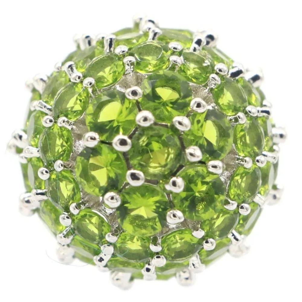 New size 6 peridot cz sterling silver dome ring